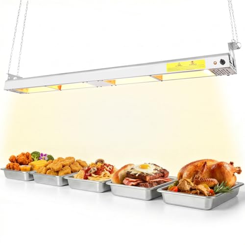 55-Inch Food Heat Lamp - 1400W Commercial Food Warmer Lamp Overhead Stainless Steel Catering Heat Lamps Electric Strip Heater for Restaurant Buffet Parties Kitchen, Silver 115V - color: Silver, size: 55 Inch
