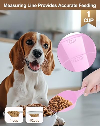 Dog Food Scoop, 1 Cup Pet Food Scoop With Measuring Lines (pink) - color: pink