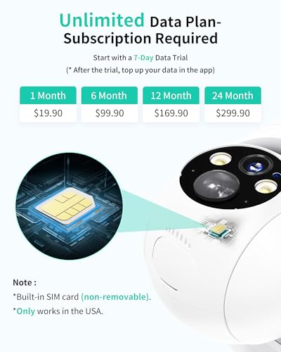 LIWAN 4G LTE Cellular Security Cameras Wireless Outdoor, 2K Off-Grid Cam | 2-Pack No WiFi Security Camera with SIM Card, Solar Powered, Color Night Vision, 360° View for Farm, Cabin, Construction Site