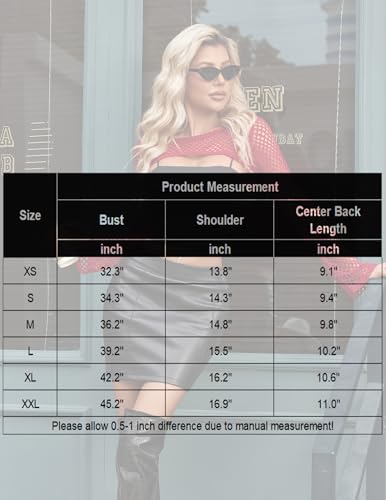 Avidlove Fishnet Crop Tops for Women Mesh Long Sleeve Top Bell Sleeves Y2k Tops Sexy Club Outfits XS-XXL - color: Dark Red, size: X-Small