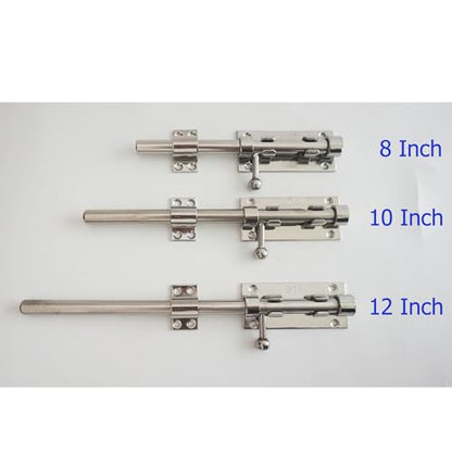 Barrel Bolt Latch Heavy Duty, 304 Stainless Steel Gate Latch Slide Lock with Padlock Hole, 14mm Dia. Rod Security Sliding Bolt Gate Latch for Wooden Gates- 12 Inch, Silver - size: 12 Inch - Silver