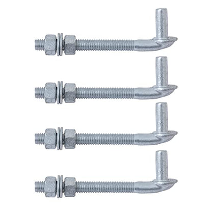 VIVIDA 6" J Bolt Gate Hinge, Chain Link J Bolt Post Hinge with 5/8" Male Pin, Galvanized Steel, Nuts & Washers Included, 4 Pack - size: 6" (4 PCS)