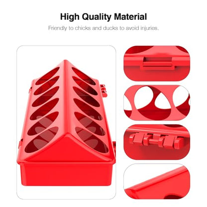 2-Pack Plastic Flip-Top Poultry Feeders, Spill-Proof Chick Feeder Trough with Multiple Feeding Holes, No-Waste Baby Chicken, Duckling, and Quail Feeding Dish Dispenser - color: 2 Pack