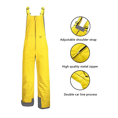 Yoawdats Women's Ski Snow Bibs Pants Insulated Water Resistant Winter Skiing Overalls Ripstop Windproof Snowboard Jumpsuits - color: Yellow, size: XX-Large