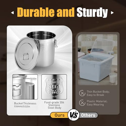 33L/8.72gal Stainless Steel Airtight Canister with Lid and Locking Clamp, Rice Cereal Grain Canisters Container Food Storage Canisters for Kitchen Dog Food Bird Seed Coffee - color: 33L/ 8.72gal