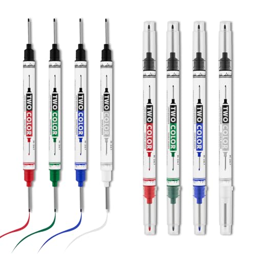 8 PCS Long Head Deep Hole Marker Pens,20mm Long Nib Marker, Longs Nose Markers, Waterproof Construction Markers Marking Tool,Permanent Markers Carpenter Ink marker Pens,Metal marking Pens - color: 8PCS-Double-ended pens-20MM-Red/Blue/Green/Black/White