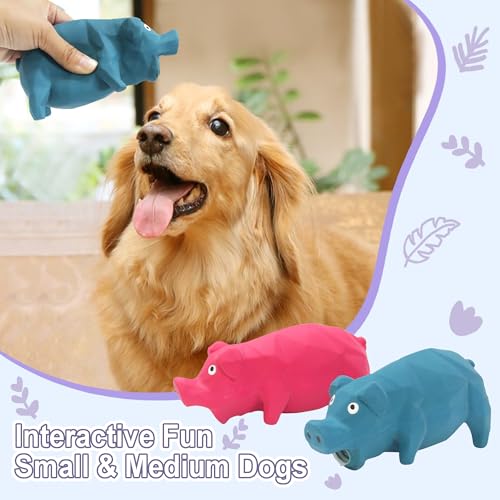 Squeaky Pig Dog Toy That Oinks, Grunting Dog Toy Pig 5.7 inch, Latex Dog Chew Toys for Small & Medium Dogs(2 Pack