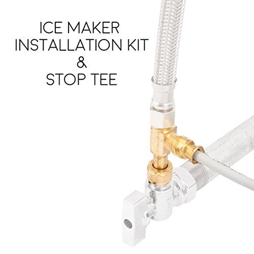 Ice Maker Installation Kit 25 Feet of PEX Tubing for Appliance Water Lines with Stop Tee, 1/4" Compression Fittings, for Potable Drinking Water - size: 25 ft, style: PEX with Stop Tee