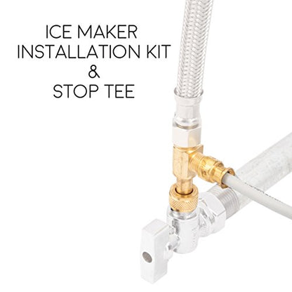 Ice Maker Installation Kit 25 Feet of PEX Tubing for Appliance Water Lines with Stop Tee, 1/4" Compression Fittings, for Potable Drinking Water - size: 25 ft, style: PEX with Stop Tee