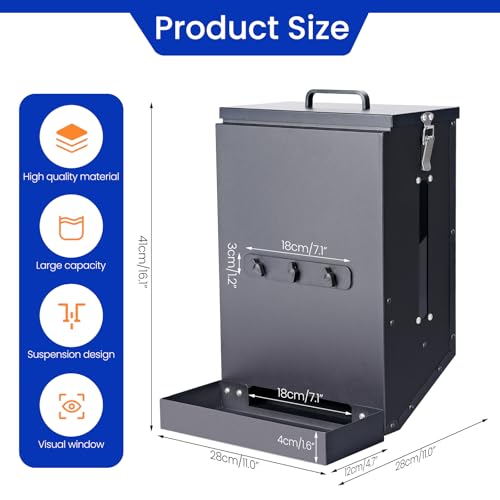 17Lbs Automatic Dog Feeder for Outside Kennel, Galvanized Gravity Dog Food Dispenser for Hanging Cage, Pet Cage Feeder for Large Breed,Rabbit,Chicken,Puppy,Ferret,Chinchilla,Ferret