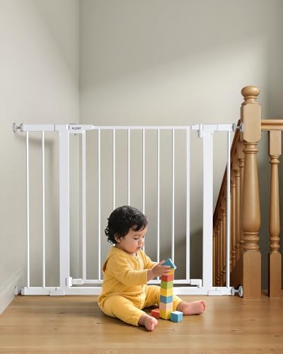 29.5-40.5" Baby Gate for Stairs, Dog Gate for Doorways, Walk Thru Auto Close Metal Baby Safety Gate for The House, Stairs and Doorways, Child Gate Pressure Mounted, Pet Gate for Dog Indoor - White - color: White, size: 29.5-40.5"W x 30"H