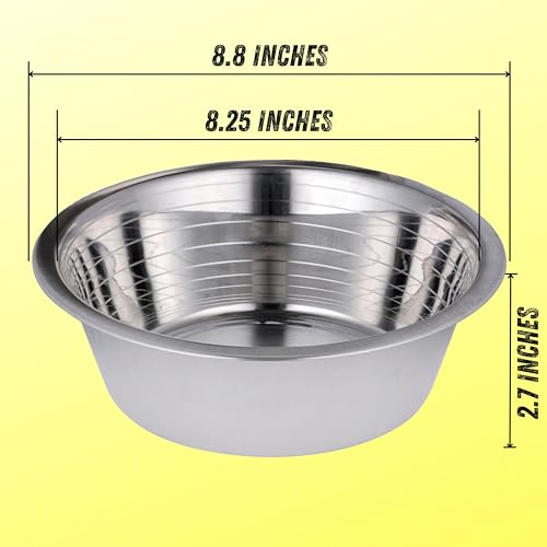Bosky 2-Pack Stainless Steel Dog Bowl 8.8" Wide, Replacement Feeder Bowls | fits feeder with hole opening 8.2"-8.7" , Pet Metal Food and Water Dish - size: 8.9" (2-Pack)