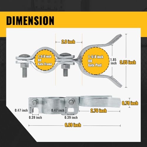 VIVIDA Chain Link Gate Latch 1-3/8" x 1-5/8", Fence Fork Lock, Galvanized Steel, 1 PCS - size: 1-3/8" x 1-5/8" (1 PCS)