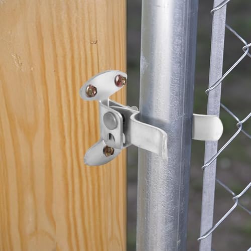 1-3/8" Wall Mount (Flat Back) Fork Gate Latch with Padlock Hole & Hardware, Galvanized Steel， for Chain Link Fence Gate, Wood Post and Outdoor Farm Gate (Silver) - color: Silver