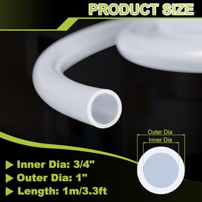 METALLIXITY Silicon Tubing(3/4" ID x 1" OD x 3.3Ft), Pure Silicone Hoses High Temp - for Printer, Hot Water Dispenser, Engine, Brewing, Fish Tank Air Pump, Pump Transfer, Clear - size: 3.3 Feet, style: 3/4" ID x 1" OD