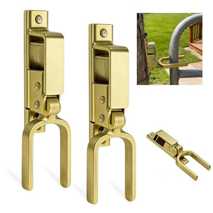Instant Locking Gate Latch - Heavy Duty & Rust-Resistant Steel &One-Hand Automatic Spring Lock Farm Gate Latch with for Outdoor Fence or Metal Gates of Farm Ranch Backyard (2 PCS)