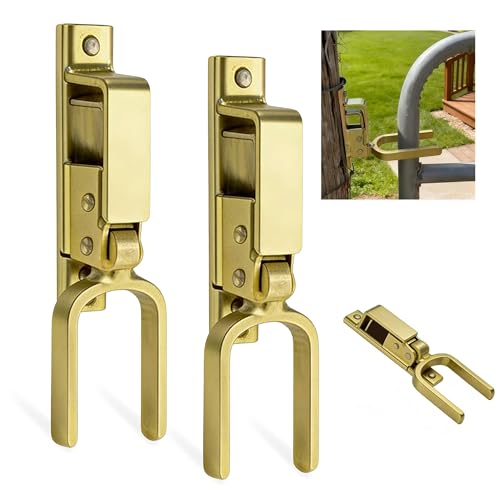 Instant Locking Gate Latch - Heavy Duty & Rust-Resistant Steel &One-Hand Automatic Spring Lock Farm Gate Latch with for Outdoor Fence or Metal Gates of Farm Ranch Backyard (2 PCS)