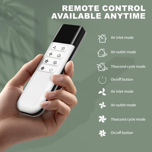 Bathroom Exhaust Fan 6 Inch Glass/Wall Mounted, Room Ventilation Fan Two-way Reversible EC Motor 10W,Air Vent Fan Remote Control with 70 Second Air Circulation,Four Speed Regulation, Low Noise,White - size: APC15-J-6in