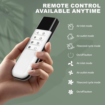 Bathroom Exhaust Fan 6 Inch Glass/Wall Mounted, Room Ventilation Fan Two-way Reversible EC Motor 10W,Air Vent Fan Remote Control with 70 Second Air Circulation,Four Speed Regulation, Low Noise,White - size: APC15-J-6in