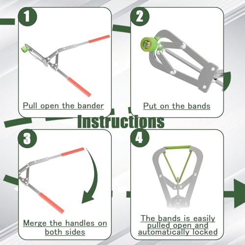 Extra Large Castration Banding Tool, Cattle Goat Bander with 24 Castration Bands, Easy to Operate, Rugged, for Large Sheep, Bull, Goat, Calf, Pig, and Cattle