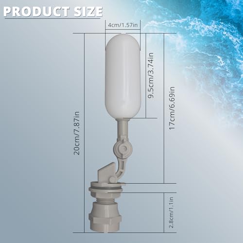 MARKERELE 4PCS 1/2 Inch Float Ball Valve Plastic with Adjustable Arm- Water Level Automatic Control Float Valve for Water Tank, Pool, Livestock Troughs