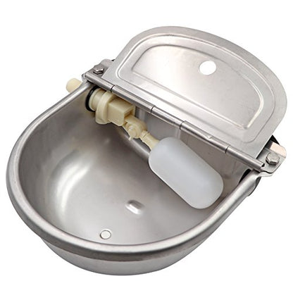 Livestock Water Trough Stainless Steel Automatic Waterer Bowl | Wall Mounted, with Float Valve and Drain Plug, Automatic Dog Water Bowl Outdoor, Suitable for Dogs Chickens Goat Pig Horse