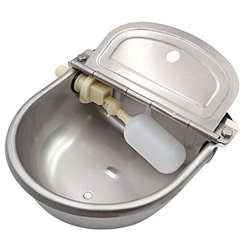 Livestock Water Trough Stainless Steel Automatic Waterer Bowl | Wall Mounted, with Float Valve and Drain Plug, Automatic Dog Water Bowl Outdoor, Suitable for Dogs Chickens Goat Pig Horse