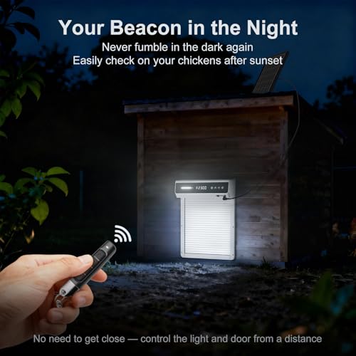 Automatic Chicken Coop Door Solar, Battery Powered & Weatherproof Aluminum, Timer Modes for Safe and Convenient Chicken, Easy Install, Reliable All-Season Performance (White)