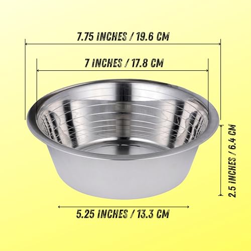 Bosky 4 Pack Stainless Steel Dog Bowls 7.7" Diameter (5 Cups) | For Food or Water, Ideal for Floor Use, For Elevated Feeder Stands - size: 7.7" (4 Pack)