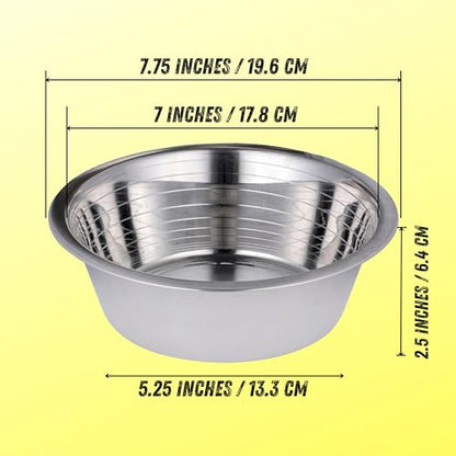 Bosky 4 Pack Stainless Steel Dog Bowls 7.7" Diameter (5 Cups) | For Food or Water, Ideal for Floor Use, For Elevated Feeder Stands - size: 7.7" (4 Pack)