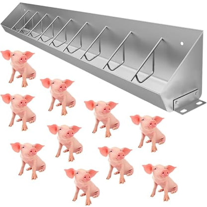 3.3′ 4.9′ 6.6′ Long Stainless Steel Piglet Feeding Trough, Compartment Pig Feeder for Efficient Pig Feeding, Heavy-Duty Livestock Feeding Trough Tool for Hog Farm Sheds Pen, Easy to Clean(2m/6.6ft - 1 - size: 2m/6.6ft - 10 Places
