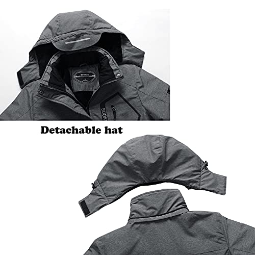SUOKENI Women's Waterproof Warm Winter Snow Coat Hooded Raincoat Ski Snowboarding Jacket - color: Charcoal Heather, size: Small