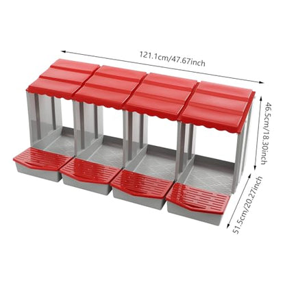 Chicken Nesting Boxes, 4 Compartment Nesting Boxes for Laying Eggs, Roll Away Nesting Box Egg Collection Tray, Wall Mount Poultry Roll Away Chicken Laying Boxes (Red) - color: 4 Compartment Nesting Boxes (Red)