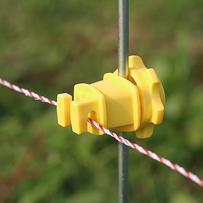25PCS Screw Tight Round Post Insulator, Electric Fence Wire Holding Insulator, Two Piece Suit (Yellow) - color: Yellow