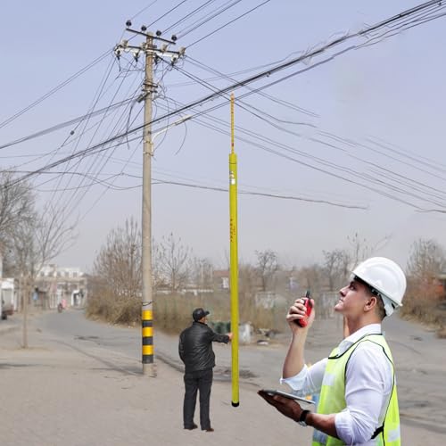 Insulated Telescoping Measuring Rod 35ft/10m - Epoxy Tower Ruler for Tree Height Measurement, Power Measuring Stick, Adjustable Length 25-50ft, Durable & Lightweight, Yellow - color: 8m/26.2ft, size: Yellow