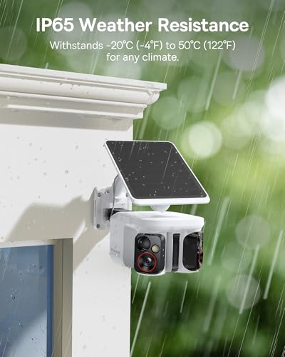 Baseus X1 Pro Dual-Tracking Solar Security Camera Outdoor Wireless, Dual 3K AI Cameras, 300° Pan, Color Night Vision, 8× Zoom, Local Storage up to 512GB, IP65, No Subscription - color: White