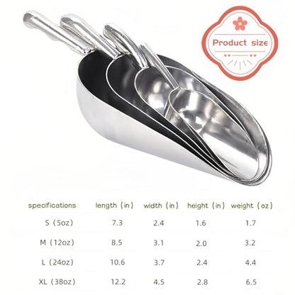 Heavy-Duty Cast Aluminum Kitchen Scoop - Rust-Proof, Ergonomic S-Handle Ice Cube Endurance Scoopfor Ice, Candy, Popcorn, Coffee Beans, Flour & Pet Food - Commercial-Grade Durable Design (M（12oz）) - size: M（12oz）