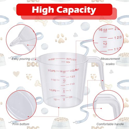 2 Pcs 2 Cup Dog Food Scoop Plastic Measuring Cups with Handle,Pet Food Measuring Scoops with Precise Markings for Dog, Cat or Bird Food (2 CUP) - size: 2 CUP