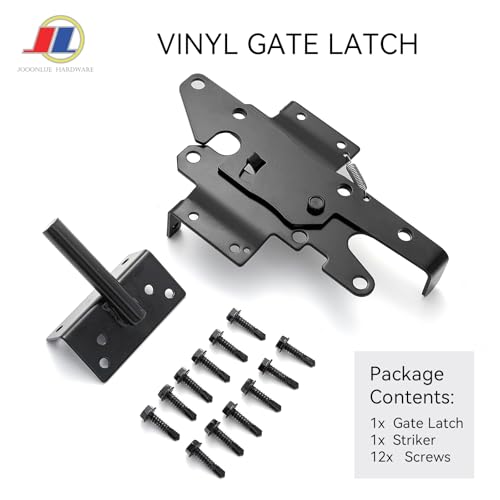 Self-Locking Gate Latch 1 Pack, Automatic Gravity Latch for Wooden/Metal Gates, Outdoor Fence Gate Lock with Weather-Resistant Finish, Universal Gate Hardware for Door & Vinyl Fence - size: Vinyl Fence