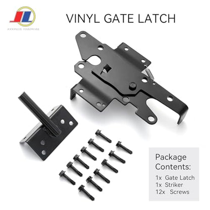 Self-Locking Gate Latch 1 Pack, Automatic Gravity Latch for Wooden/Metal Gates, Outdoor Fence Gate Lock with Weather-Resistant Finish, Universal Gate Hardware for Door & Vinyl Fence - size: Vinyl Fence
