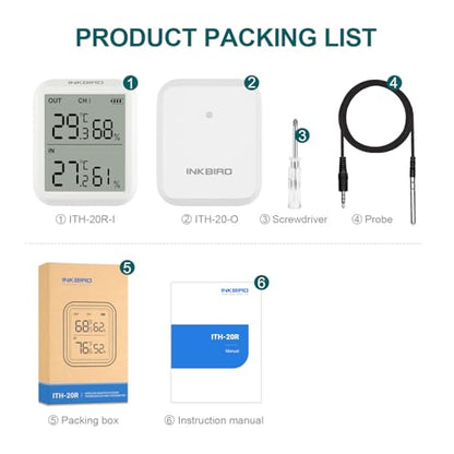 Inkbird ITH-20R Wireless Hygrometer Thermometer Indoor Outdoor Sensor