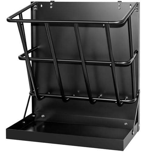 2-in-1 Wall Mount Goat Hay Feeder Rack with Grain Tray, Heavy-Duty Galvanized Steel Livestock Feeder for Goats Sheep Horses - color: Black