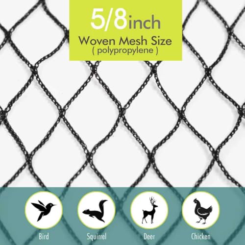 Bird Netting for Garden, Fetanten 50 x 50 FT Netting for Garden Protection Vegetables Fruit Trees Blueberry from Birds Deer Poultry, Heavy Duty Woven Mesh Net Animal Fencing with Ties and Staples - size: 50 x 50FT