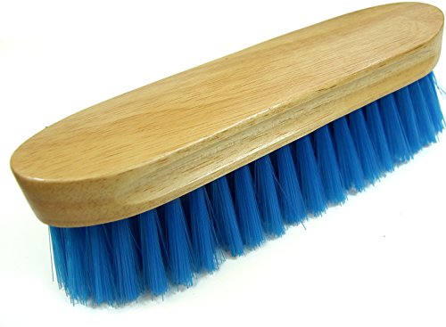 Intrepid International Bedford Horse Brush 9" - Nylon Bristles Brush with Wood Block for Horse Care and Horses Grooming Kit - Medium to Soft Bristles - color: Blue