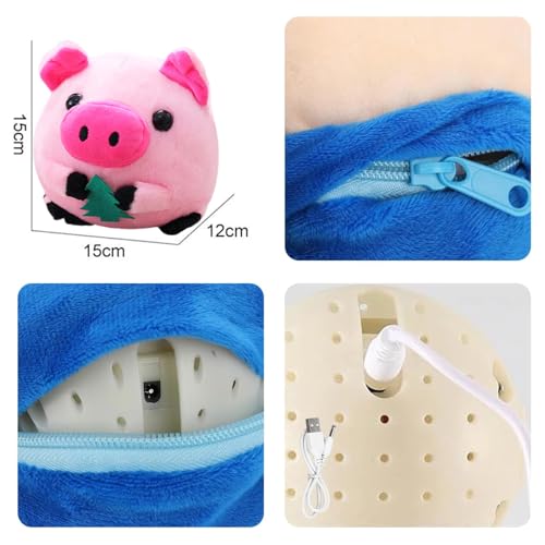Active Moving Pet Plush Toy, Interactive Dog Toys Pet Bouncing Balls, USB Rechargeable Interactive Washable Cartoon Pig Plush Sound Electronic Dog Toy, Small Cute Squeaky Pig Dog Toy (Pink) - color: Pink