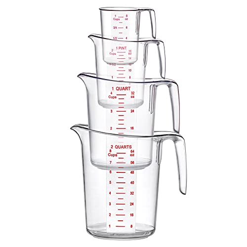 Amazing Abby - Melissa - Plastic Measuring Cups (4-Piece Set), Food-Grade Measuring Jugs, 1/2/4/8-Cup Capacity, Unbreakable, Stackable, Dishwasher-Safe, Great for Oil, Vinegar, Flour, and More - style: 4-Piece Set (1/2/4/8-Cup)
