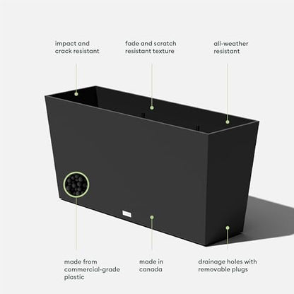 Veradek Midori Long Trough Planter (Black, 39 inch - 2 Pack with 2 Saucer Trays) - color: Black, size: 39 inch - 2 pack with saucers