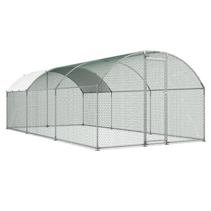 VEVOR Large Metal Chicken Coop with Run, 19.6 x 9.8 x 6.5 ft Walkin Chicken Coop for Yard with Waterproof Cover, Dome Roof Large Poultry Cage for Hen House, Duck Coop and Rabbit Run - size: 118.1"L x 236.2"W x 78.7"H