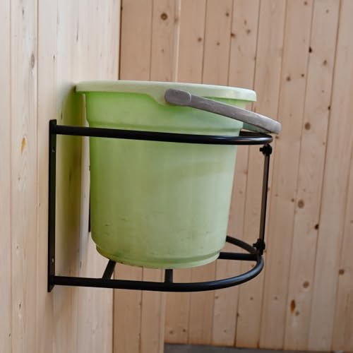 4 Pack Bucket Holder,Heavy Duty Wall Mounted Livestock Water Bucket Holder Detachable Steel Bucket Hanger, Securely Hangs 5 Gallon Horse Water and Feed Buckets