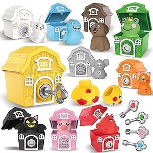 Grarain Toddler Farm Animals Toys, Upgraded Keys Barn Match Game, Montessori Educational Color Shape Sorting & Counting Learning Toy for Kids Boys Girls 3-6 Year Old, Fine Motor Gifts - style: Farm Barn Match Toys